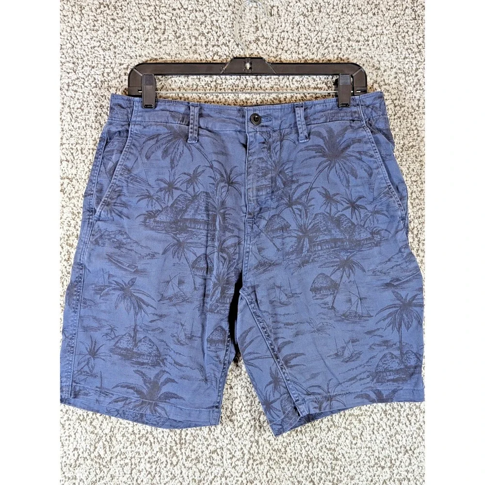 Lucky Brand Tropical Theme Chino Shorts Mens‎ 32 Blue Casual Golf Hike Outdoors